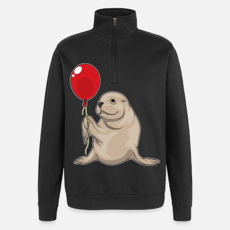 Seal Balloon - Quarter-Zip Sweatshirt - black
