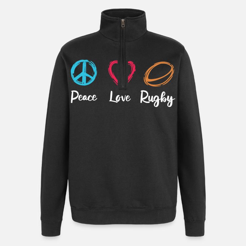 Paix Amour Rugby - Sweat à zip 1/4 - noir