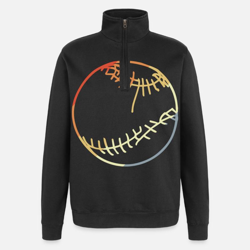 Baseball Ball Drawing - Quarter-Zip Sweatshirt - black
