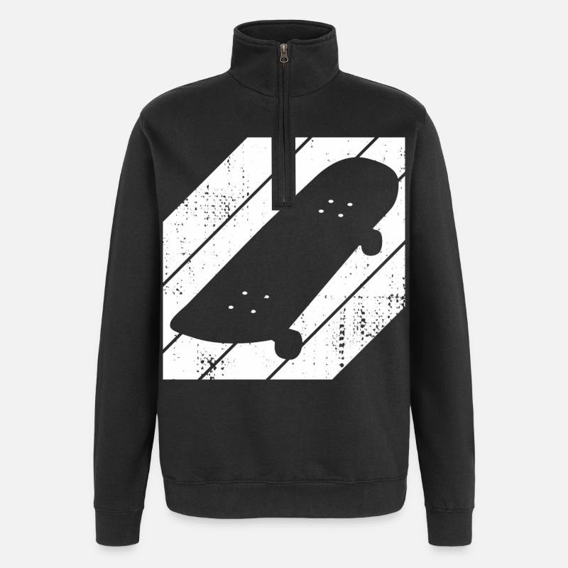 Dessin de planche à roulettes - Sweat à zip 1/4 - noir