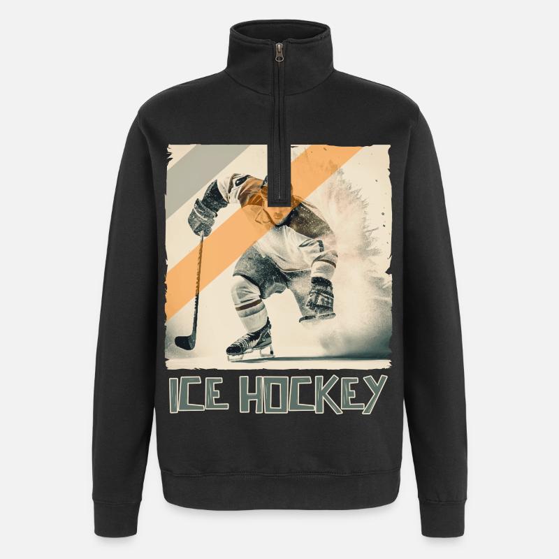 Eishockeyspieler Eishockey - Quarter-Zip-Sweatshirt - Schwarz