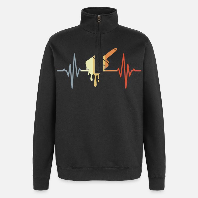 Lackierpinsel Herzschlag - Quarter-Zip-Sweatshirt - Schwarz