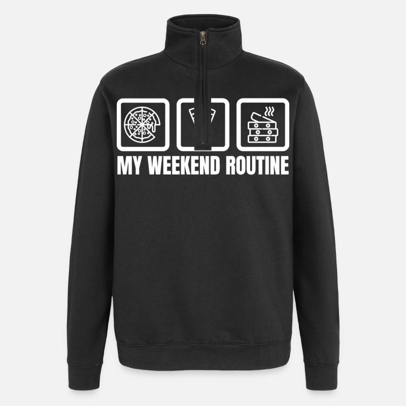 Ma routine du week-end - Sweat à zip 1/4 - noir