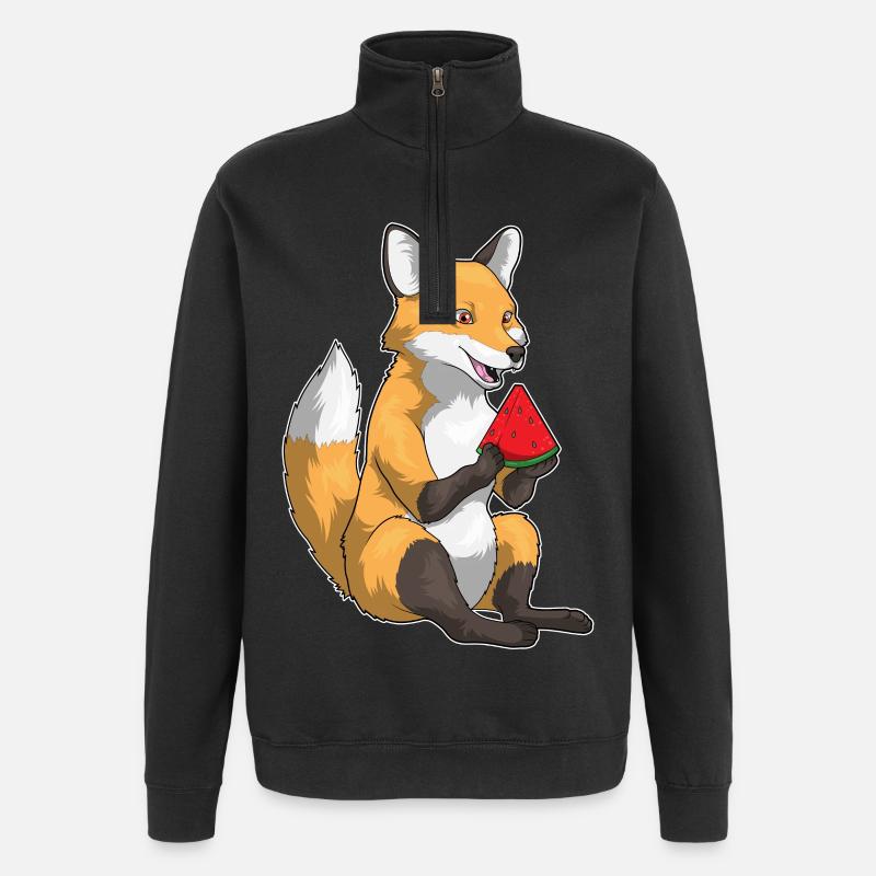 Fruit de la pastèque Fox - Sweat à zip 1/4 - noir