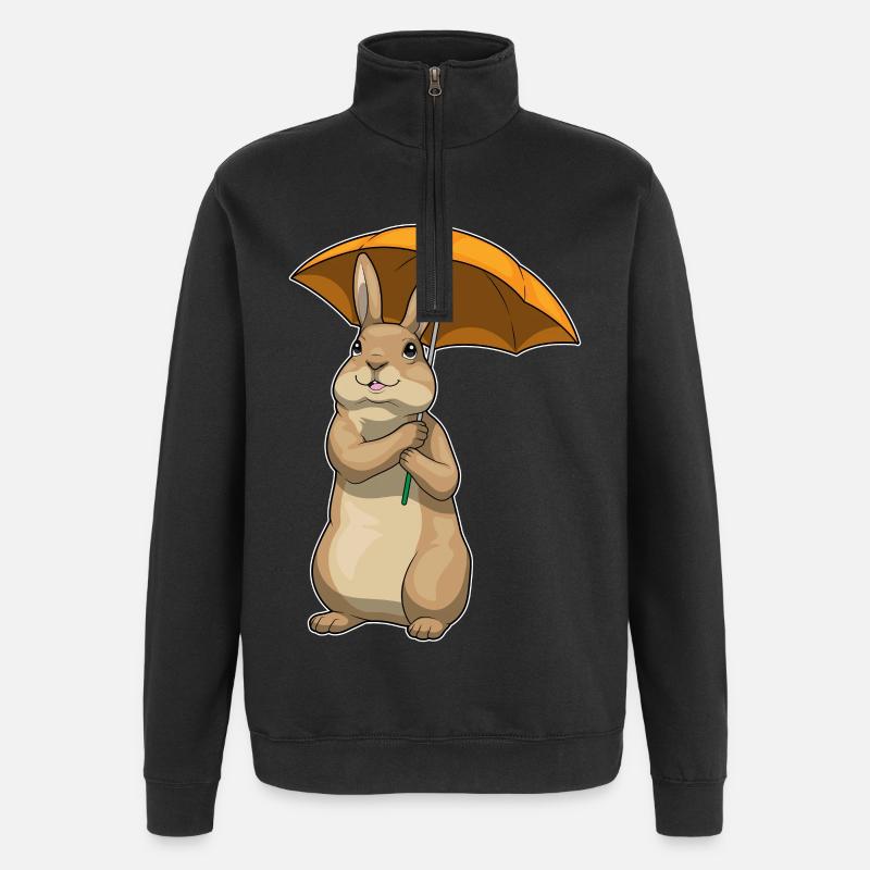 Parapluie de pluie lapin - Sweat à zip 1/4 - noir