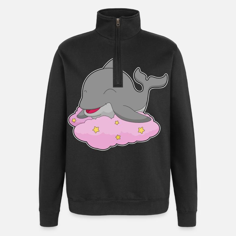 Dolphin Clouds - Quarter-Zip Sweatshirt - black