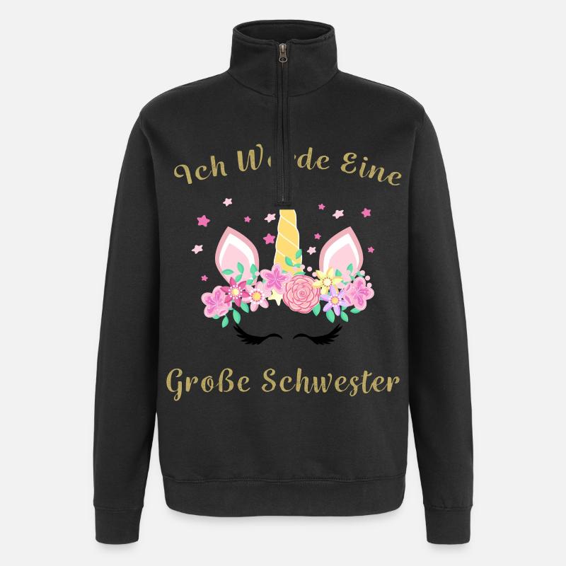 Ich werde Große Schwester - Quarter-Zip-Sweatshirt - Schwarz