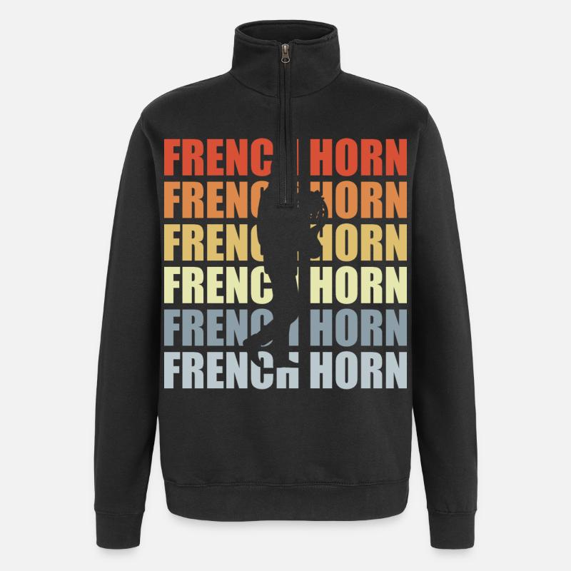 Klaxon rétro - Sweat à zip 1/4 - noir