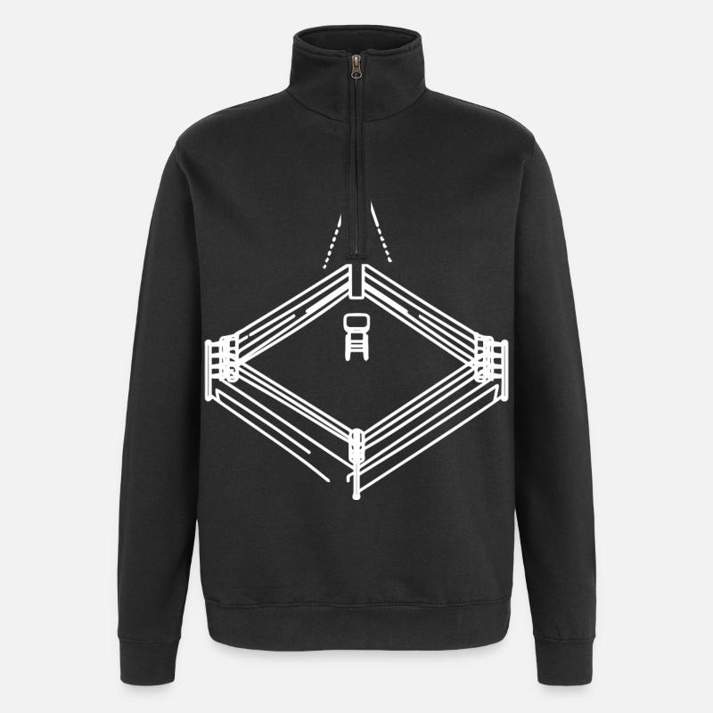 Dessin de ring de boxe - Sweat à zip 1/4 - noir