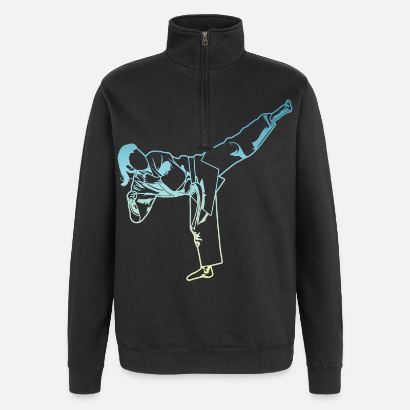 Karate Mädchen - Quarter-Zip-Sweatshirt - Schwarz