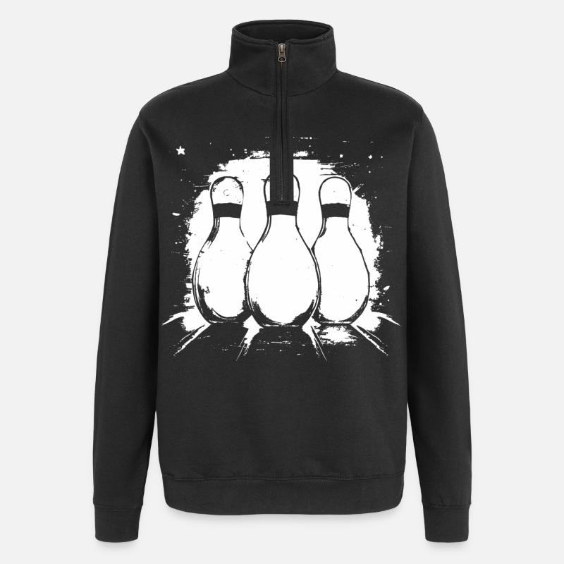 Dessin de bowling - Sweat à zip 1/4 - noir