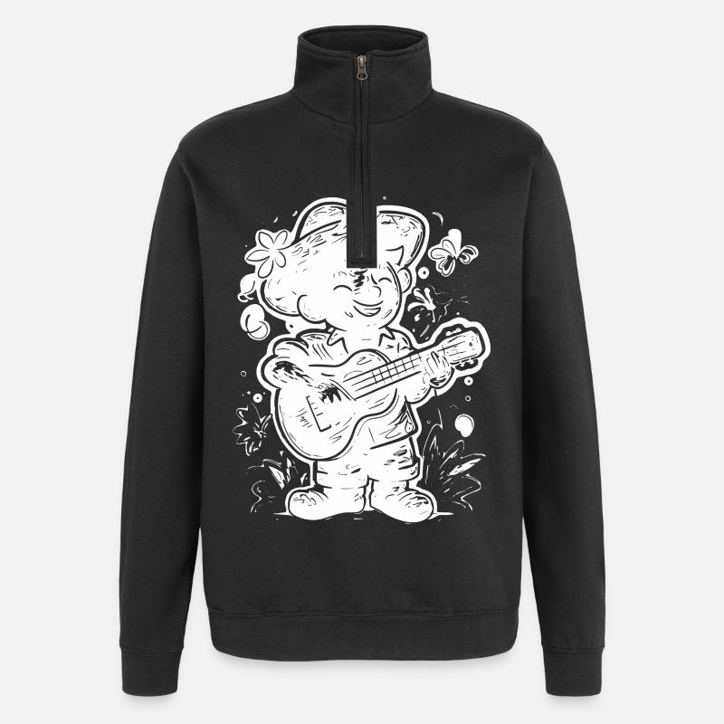 Ukulele Player Graphics - Quarter-Zip Sweatshirt - black