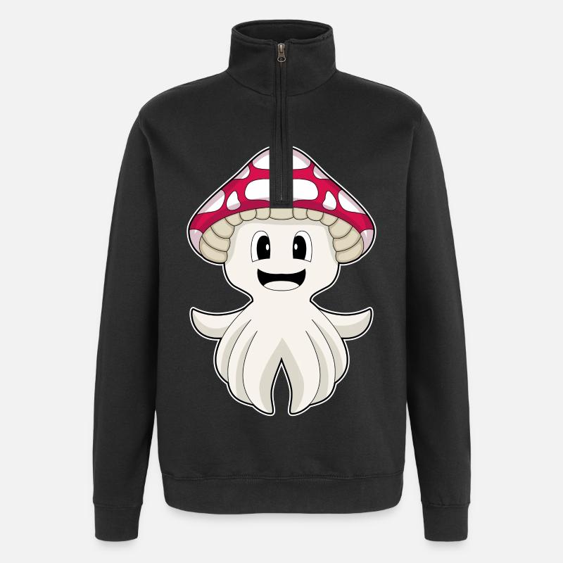 Krake Pilz - Quarter-Zip-Sweatshirt - Schwarz