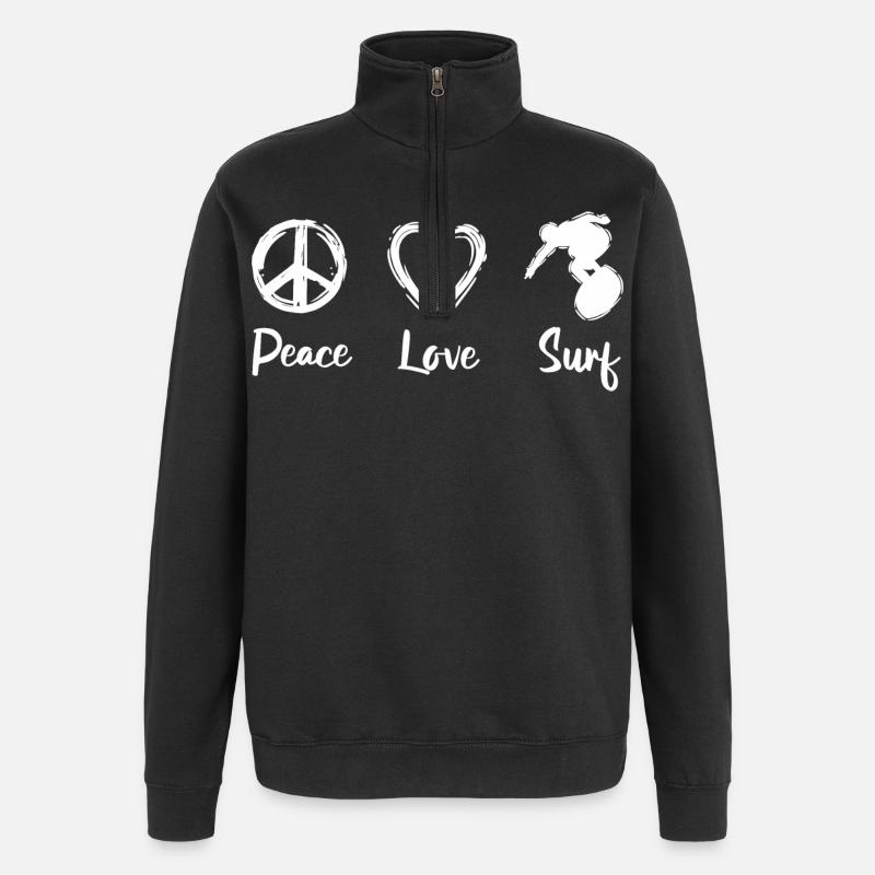 Paix Amour Surf - Sweat à zip 1/4 - noir