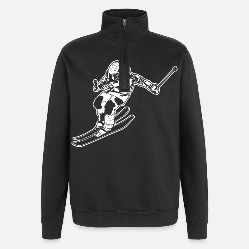 Skiläufer - Quarter-Zip-Sweatshirt - Schwarz