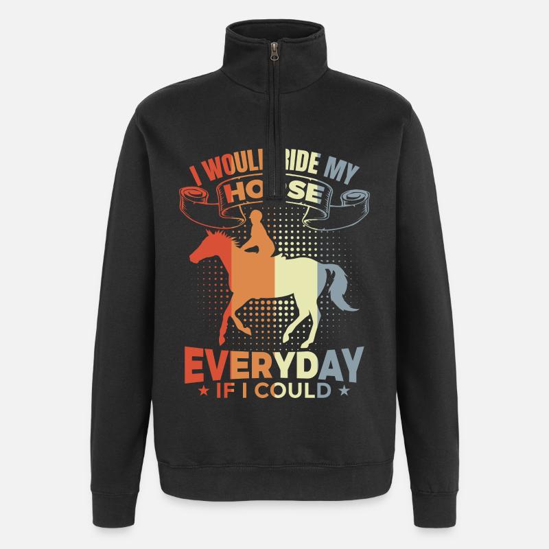 Inspiration du cavalier - Sweat à zip 1/4 - noir