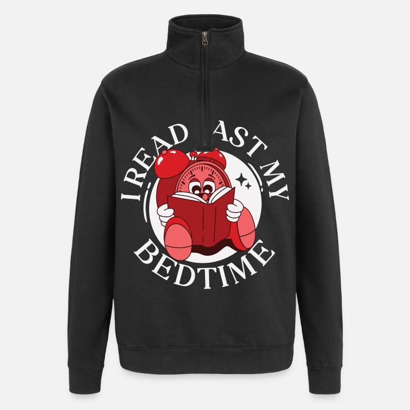 I read past my bedtime - Quarter-Zip Sweatshirt - black