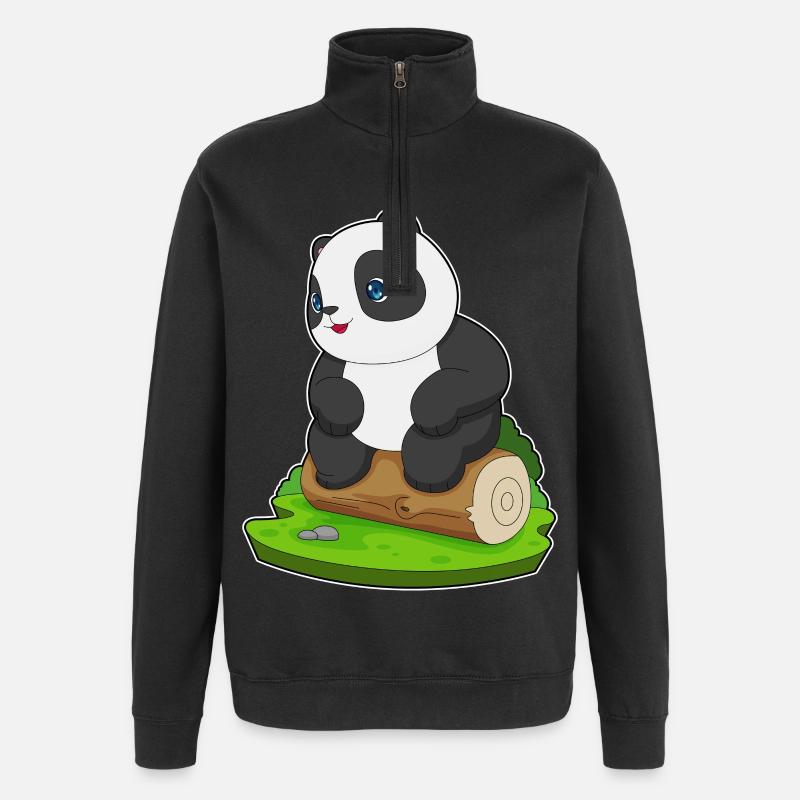 Panda Tree Trunk - Quarter-Zip Sweatshirt - black