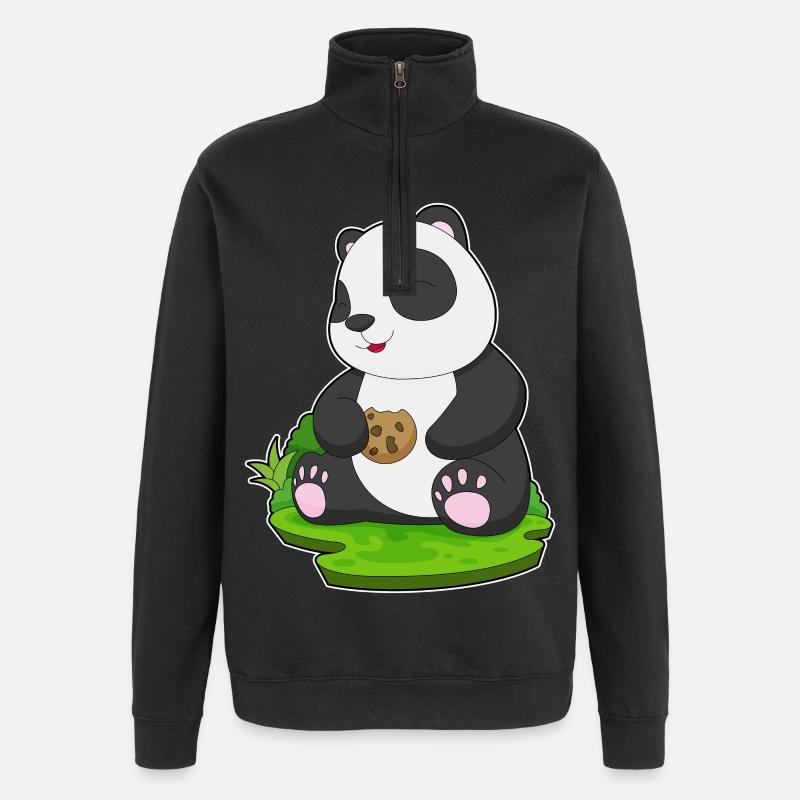 Biscuit Panda - Sweat à zip 1/4 - noir