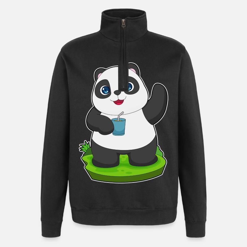 Panda Saft - Quarter-Zip-Sweatshirt - Schwarz