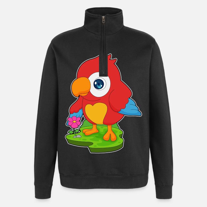 Papagei Blume - Quarter-Zip-Sweatshirt - Schwarz