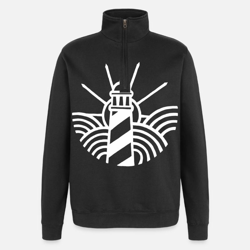 Le phare blanc et l'océan - Sweat à zip 1/4 - noir