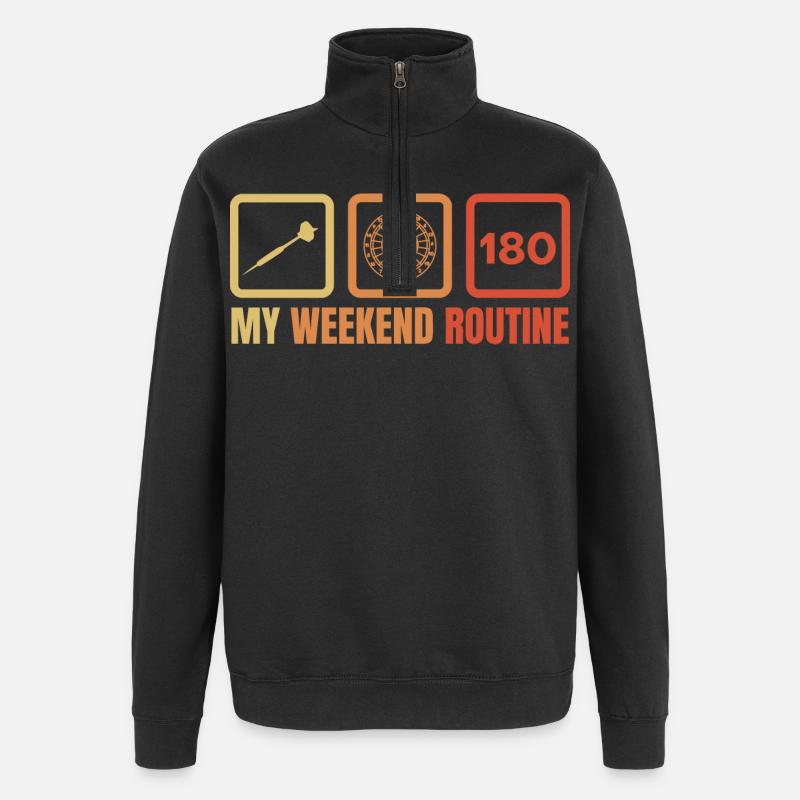Darts Players Weekend Routine - Quarter-Zip Sweatshirt - black