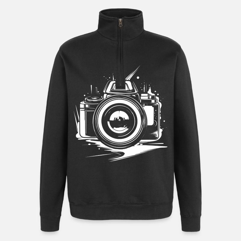 Camera Drawing - Quarter-Zip Sweatshirt - black
