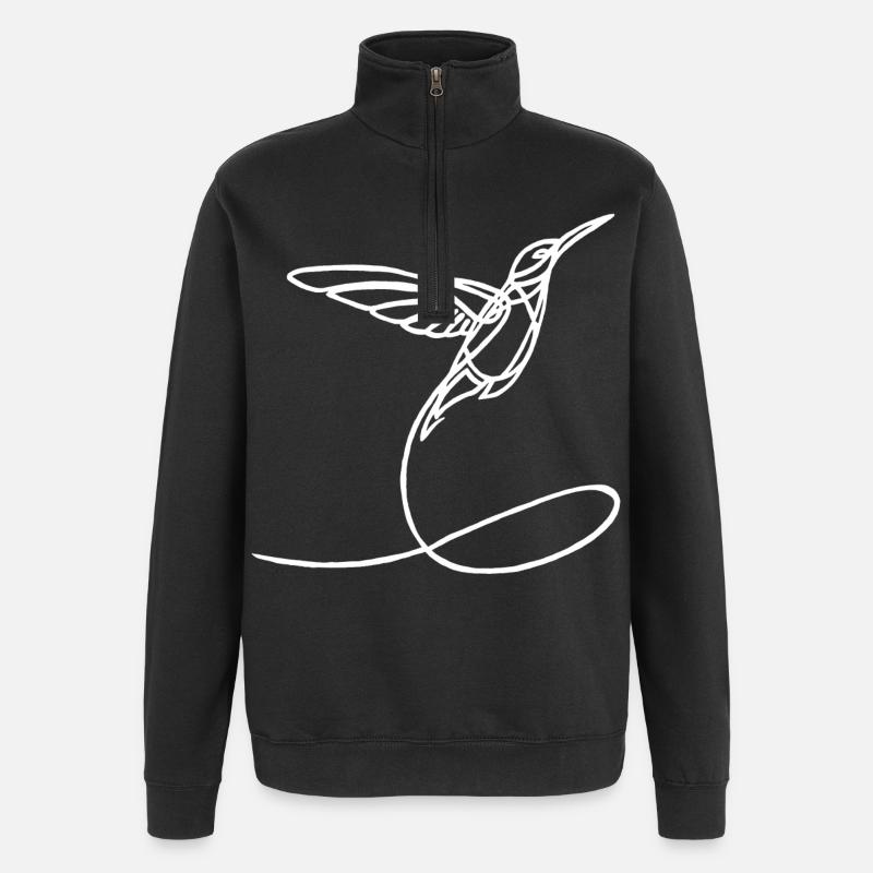 Oiseau étrange blanc - Sweat à zip 1/4 - noir