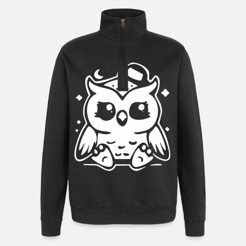 Niedliche Eulenfigur mit Hut - Quarter-Zip-Sweatshirt - Schwarz