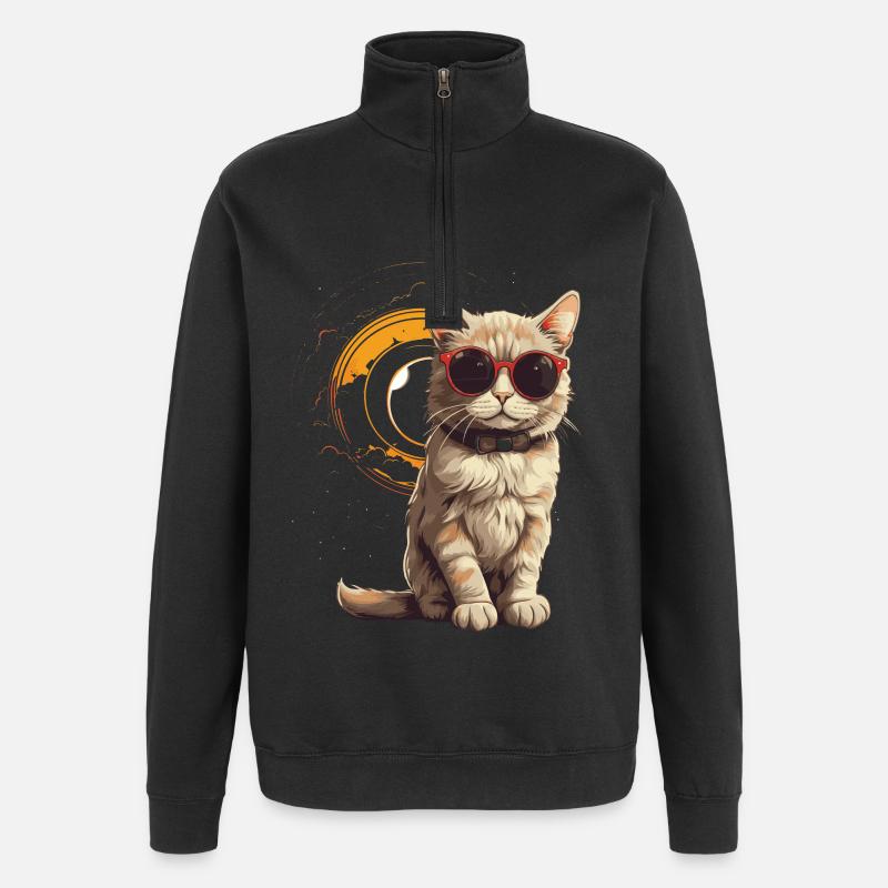 SOLAR ECLIPSE ASTRONOMY LOVERS - Quarter-Zip Sweatshirt - black