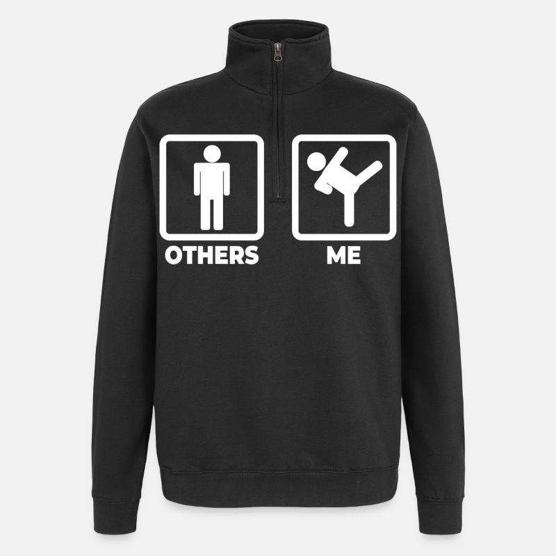 Figurine bâton de karaté - Sweat à zip 1/4 - noir