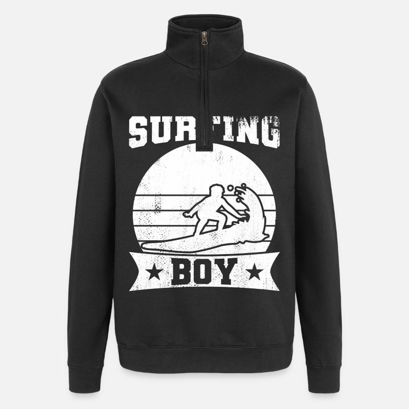 Garçon de surf - Sweat à zip 1/4 - noir
