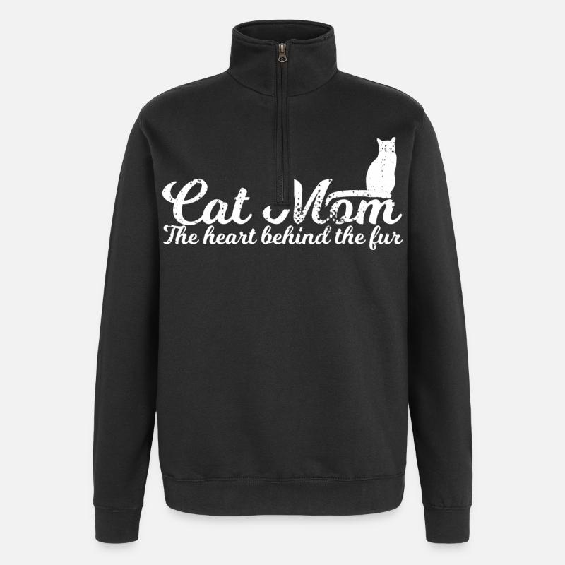 Mère chat - Sweat à zip 1/4 - noir
