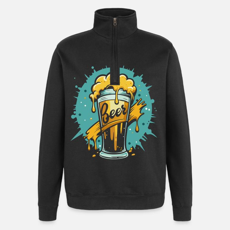 Foamy Beer Splash Grafik - Quarter-Zip-Sweatshirt - Schwarz