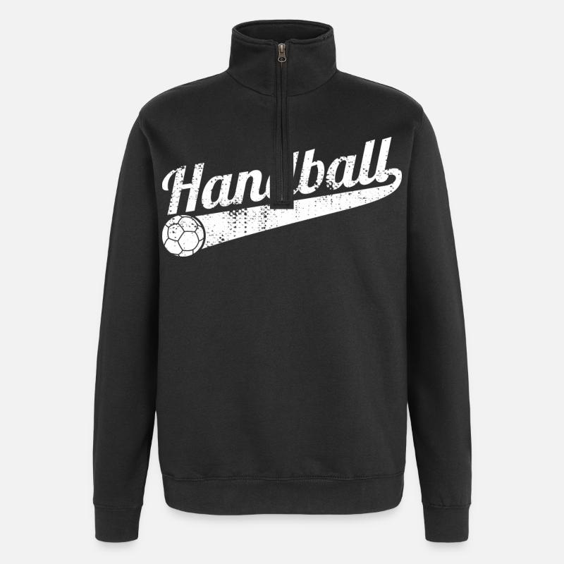 Lustiger Handball - Quarter-Zip-Sweatshirt - Schwarz