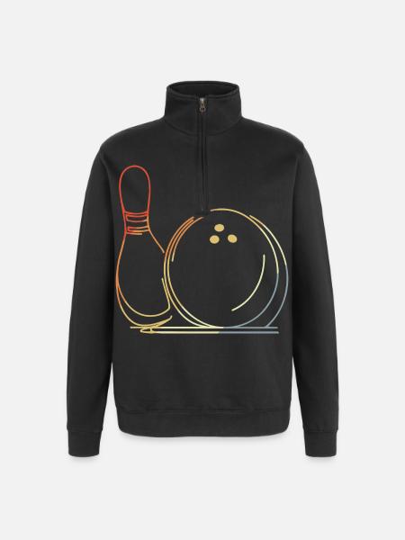 Bowling Ball and Pin Sketch - Quarter-Zip Sweatshirt - black
