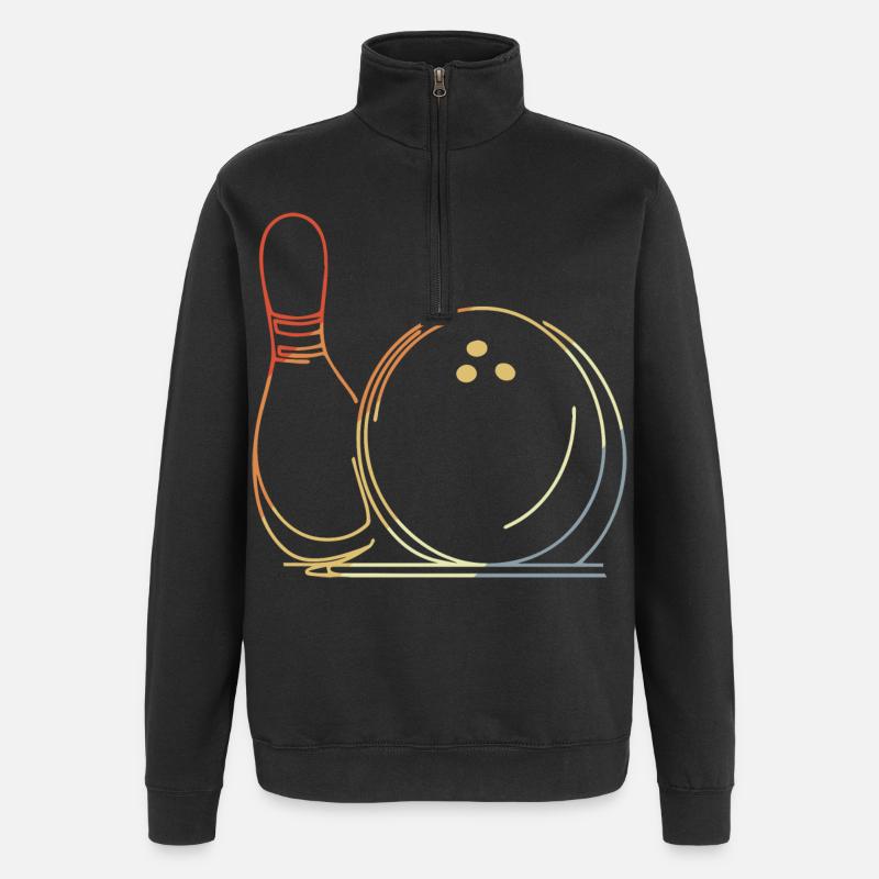 Bowling Ball and Pin Sketch - Quarter-Zip Sweatshirt - black