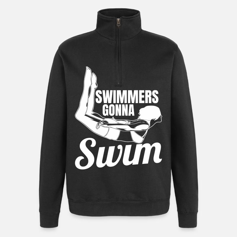 Weibliches Schwimmteam - Quarter-Zip-Sweatshirt - Schwarz