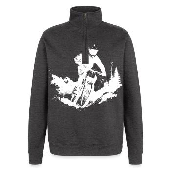 Mountain bikers - Quarter-Zip Sweatshirt - charcoal grey - Front - AI Model Female 172 light (172cm) & AI Model Male 178 dark (178cm)