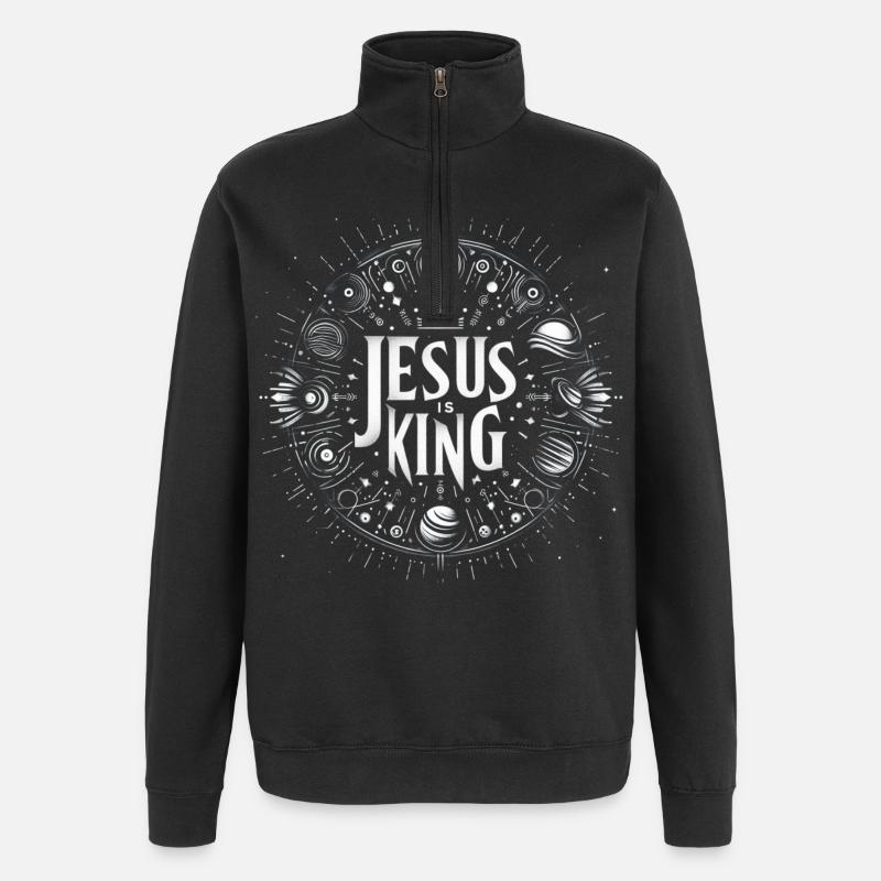 Jesus is King Circle Design - Quarter-Zip Sweatshirt - black