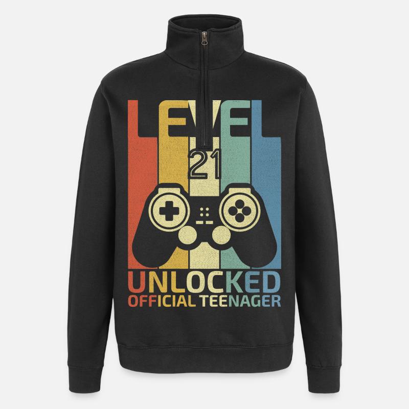 Niveau 21 Débloqué Adolescent officiel - Sweat à zip 1/4 - noir