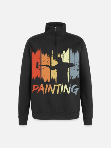 Retro Maler - Quarter-Zip-Sweatshirt - Schwarz