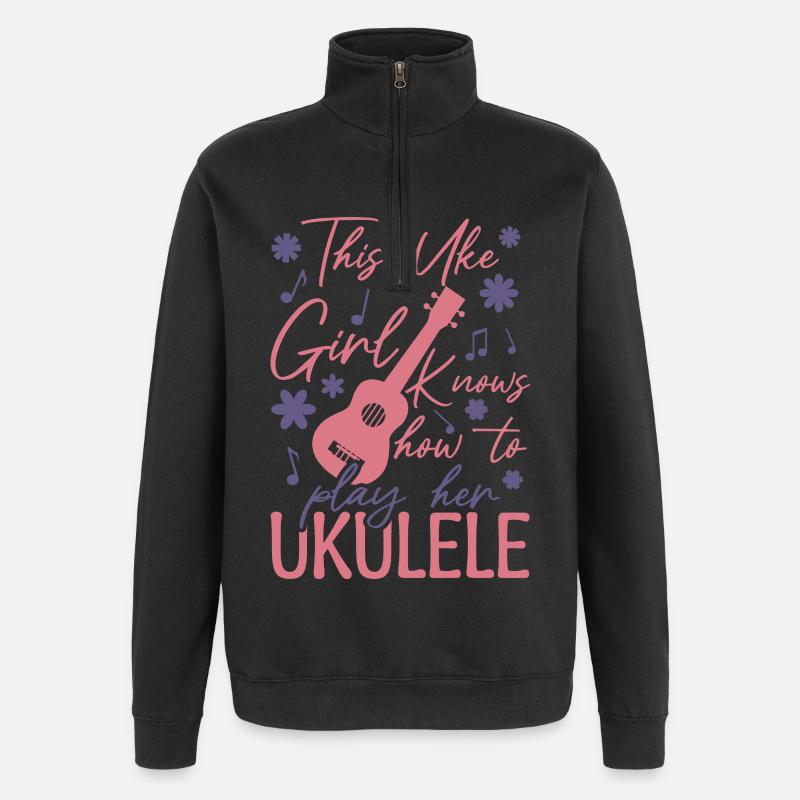 Fille Uke - Sweat à zip 1/4 - noir