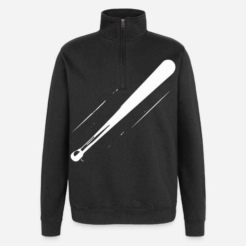 Baseballschläger Zeichnung - Quarter-Zip-Sweatshirt - Schwarz