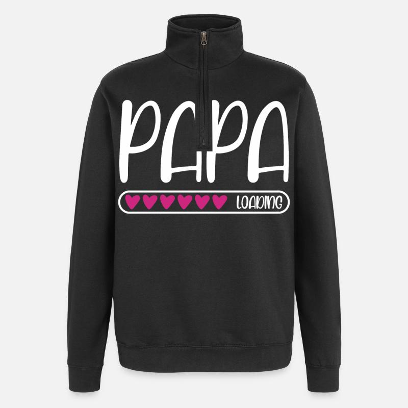 Papa loading - Quarter-Zip-Sweatshirt - Schwarz