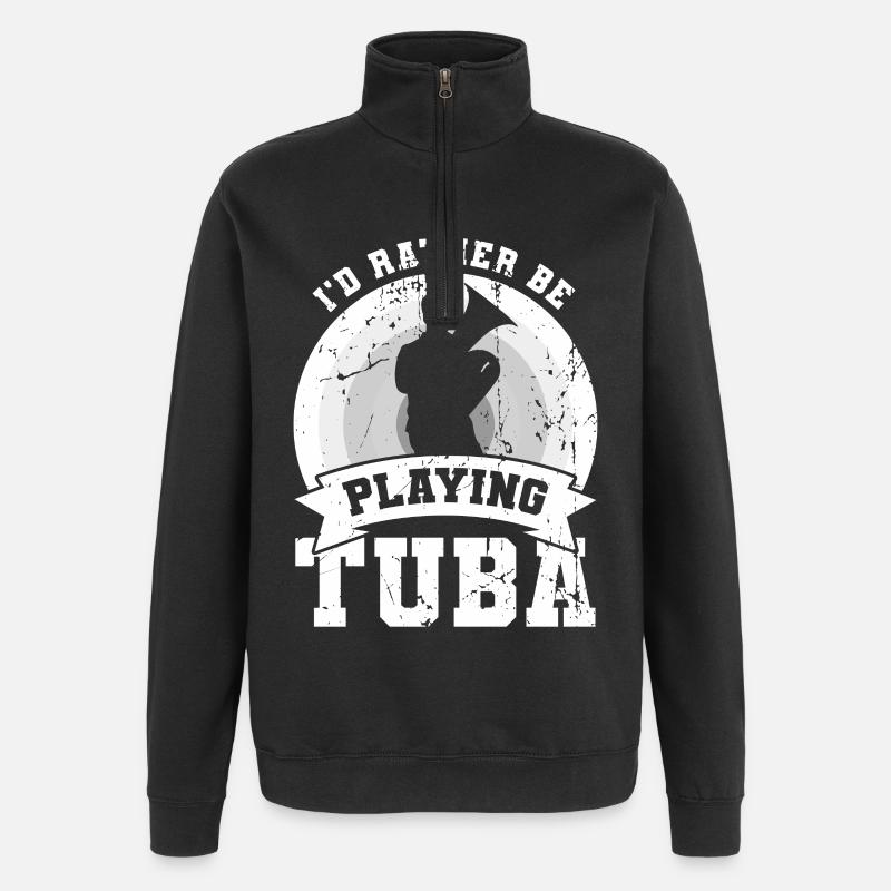 Je préfère jouer du tuba - Sweat à zip 1/4 - noir
