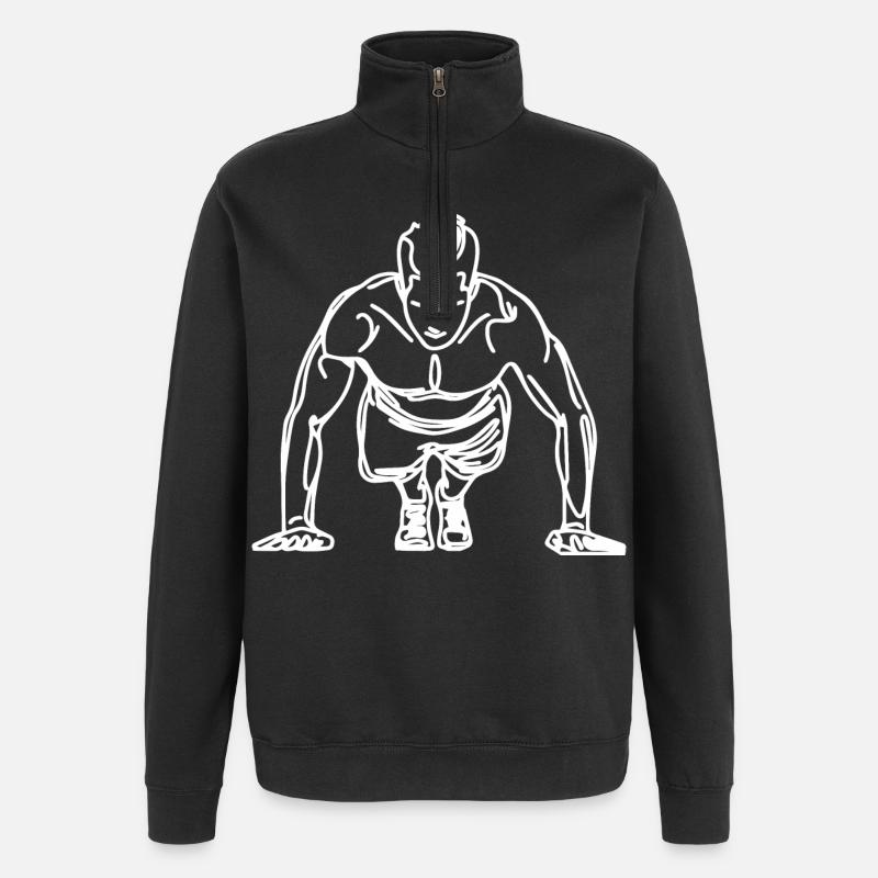 Bodybuilder Skizze - Quarter-Zip-Sweatshirt - Schwarz