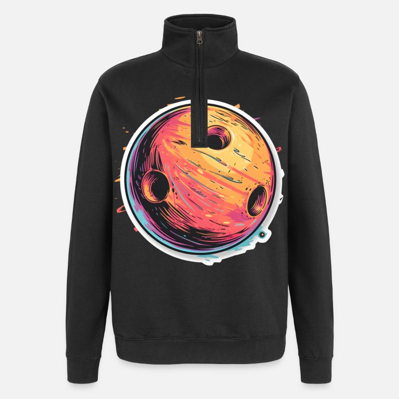 Bowling Ball Cartoon Look - Quarter-Zip Sweatshirt - black