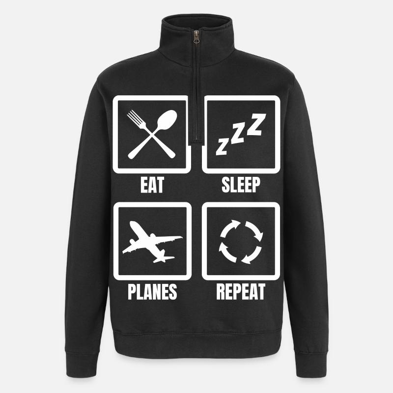 Manger des plans de sommeil Répéter - Sweat à zip 1/4 - noir